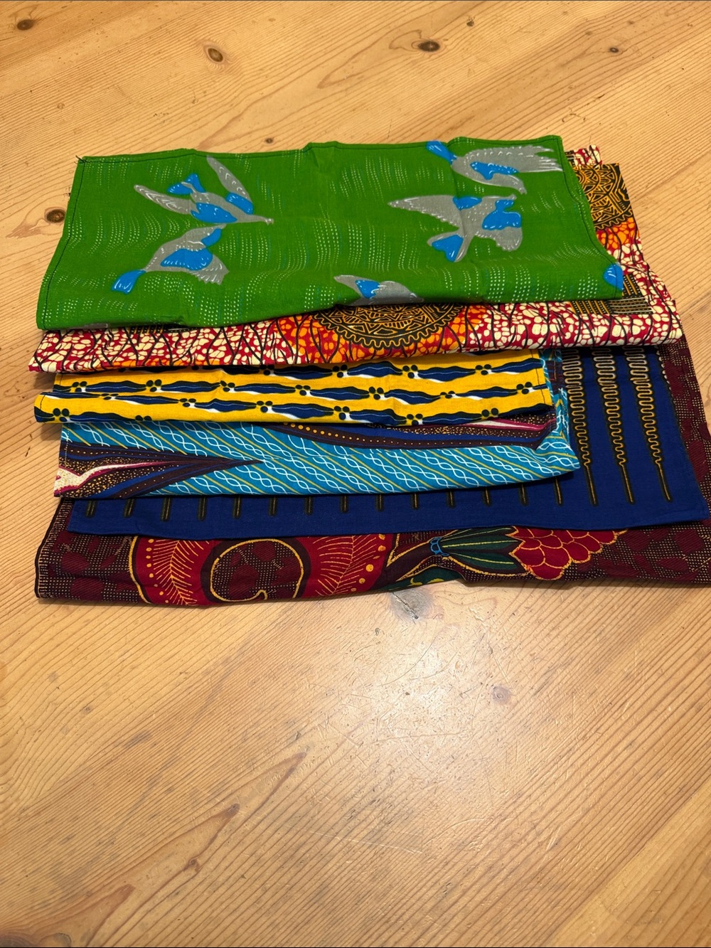 Assorted Multicolor African-Inspired Fabric Squares - Pack of 4